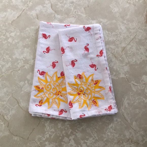 Set of 2 Cotton Napkins with Yellow Sun Detail - Picture 1 of 3